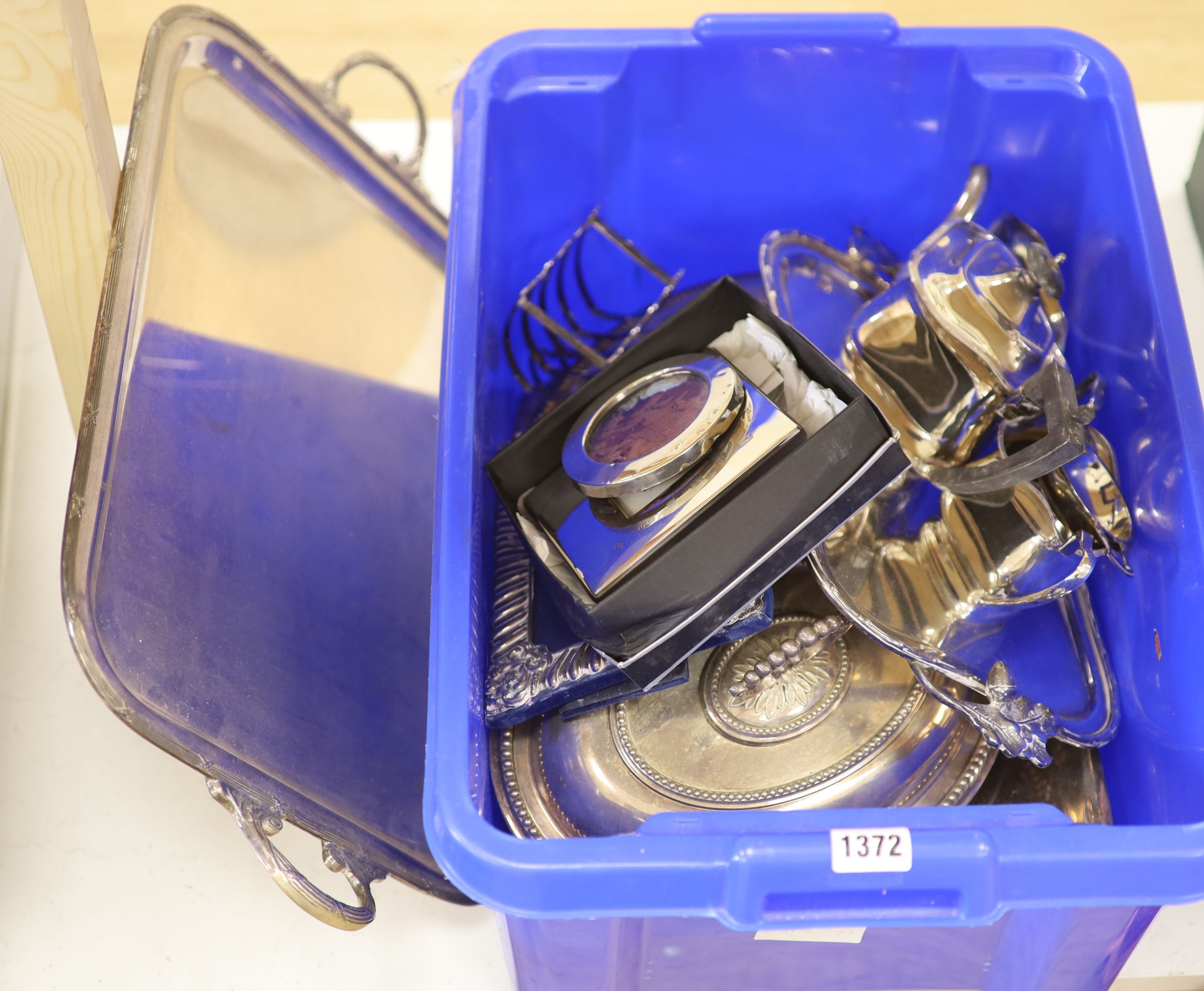 A quantity of mixed silver and plate including a solid silver Concorde frame